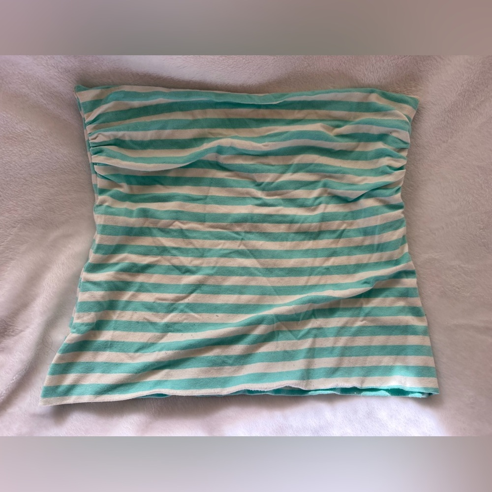 Striped Strapless Stretchy Trina Turk Vintage Tube Top in Teal and White